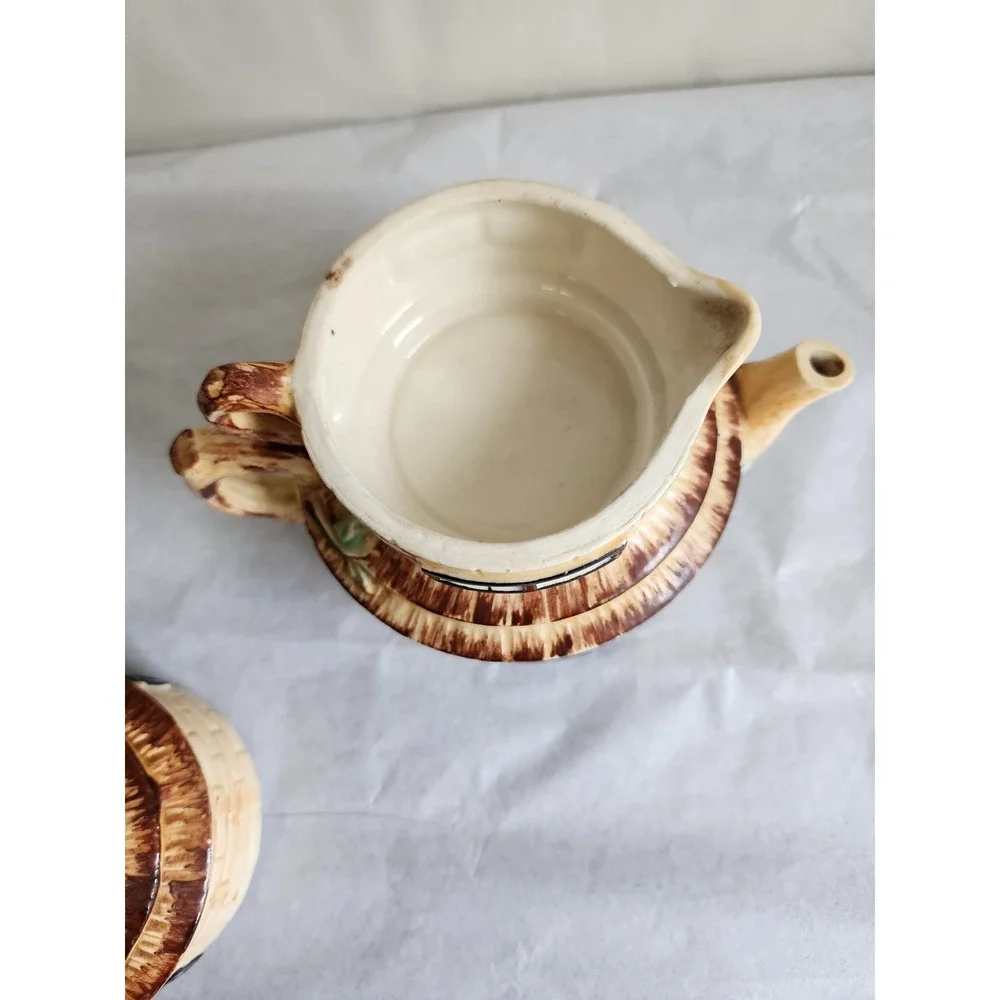 Vintage Ceramic Tea for One Set Stackable Cottage Lighthouse Teapot Creamer Lid